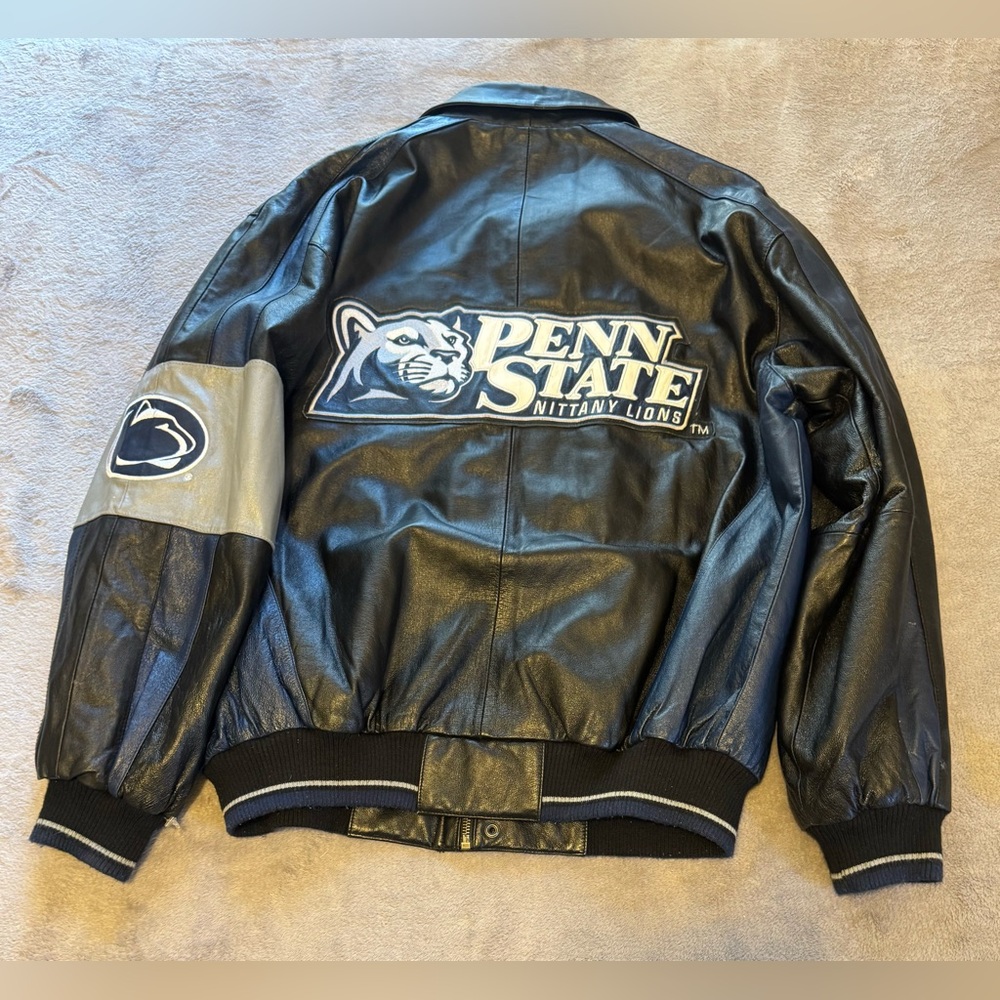 Vtg G-111 Leather Penn State Nittany Lions Insulated Winter Jacket Men L G-III